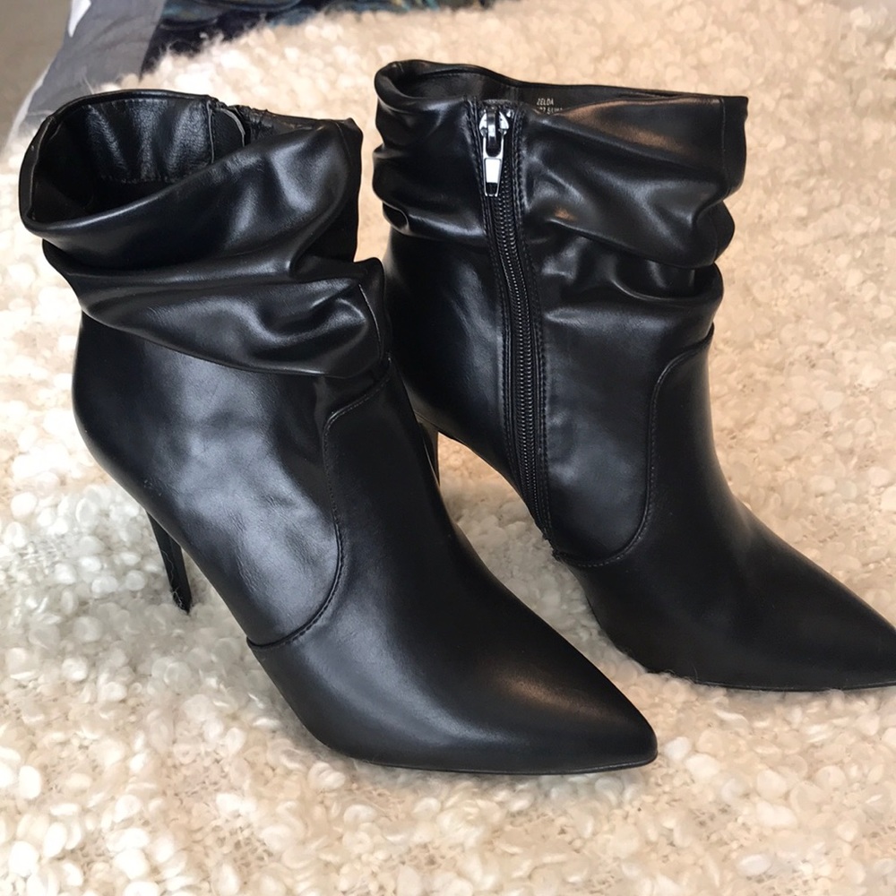 Black stiletto booties.